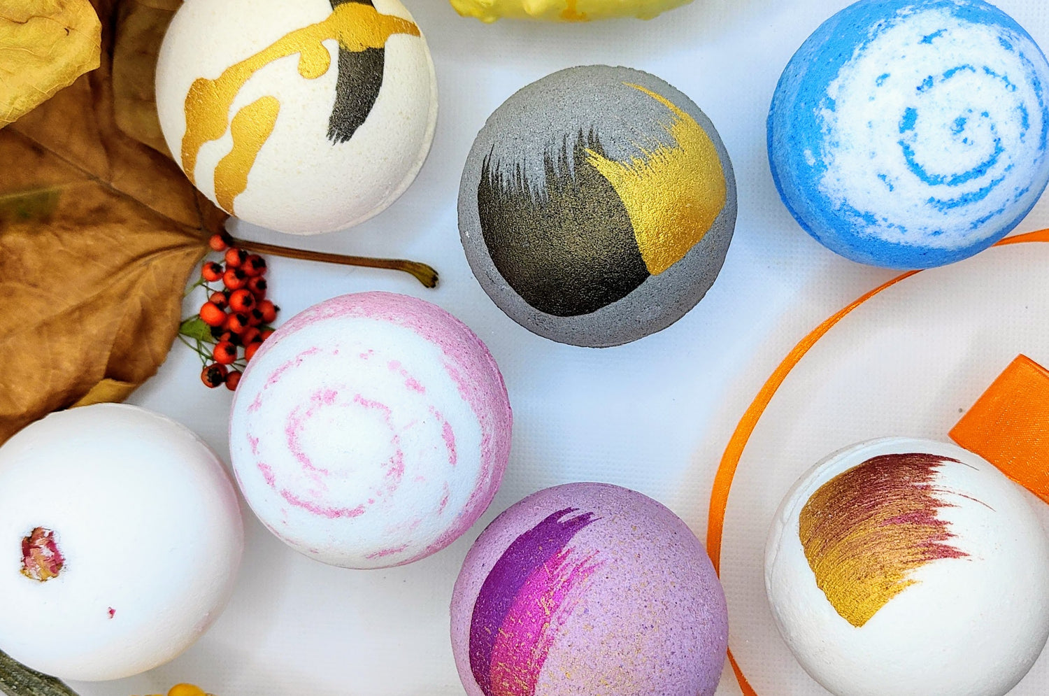Vari Cosmetics selection of luxury bath bombs with scents and colours